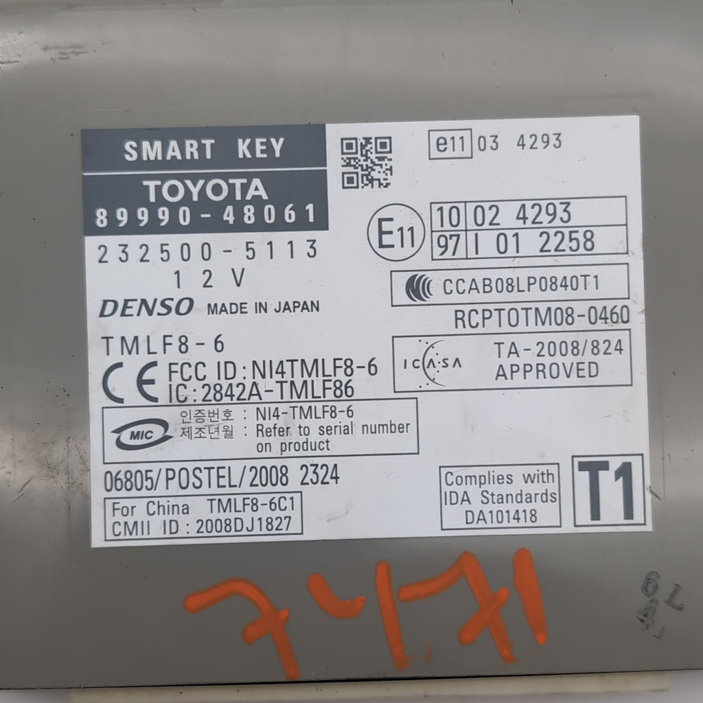 2010 Lexus RX350 Smart Key Keyless Entry Control Module 89990-48061