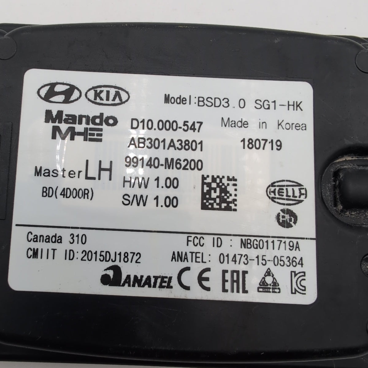 2019 2020 2021 Kia Forte LH Master Rear Left Blind Spot Radar Sensor 99140-M6200