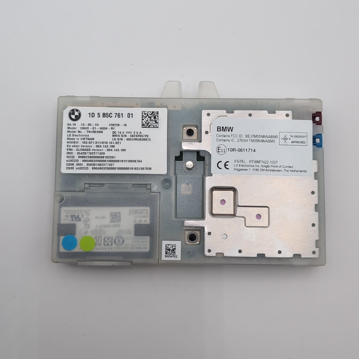 2025 BMW 330i G20 X1 U11 X3 G45 Antenna Telematics Control Module 5B5C761