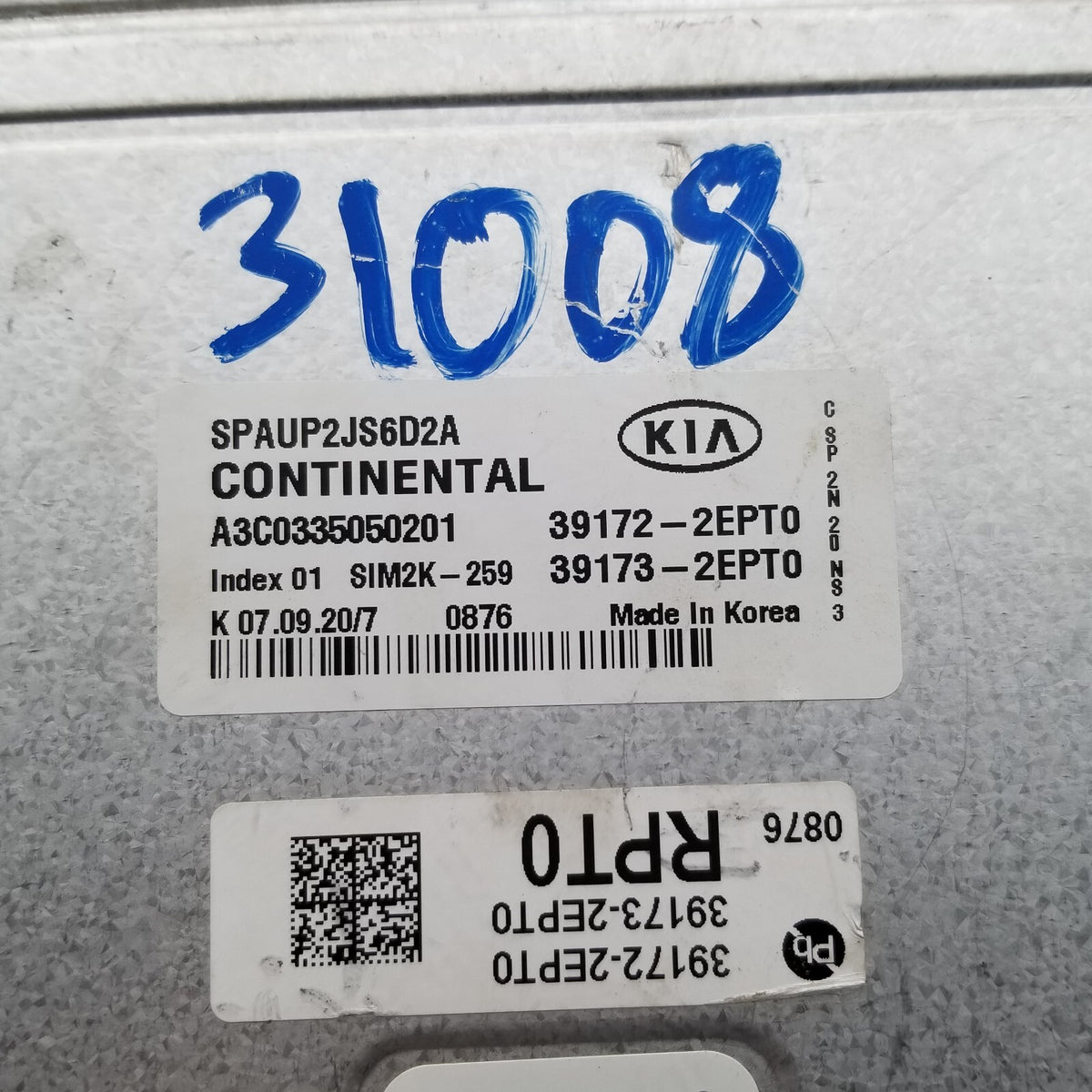 2021 2022 Kia Seltos Engine Control Unit ECU 391722EPT0 Module