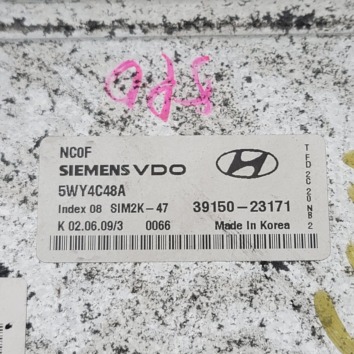 2009 2010 2011 2012 ELANTRA 2.0L AT COMPUTER ENGINE CONTROL MODULE 39150-23171