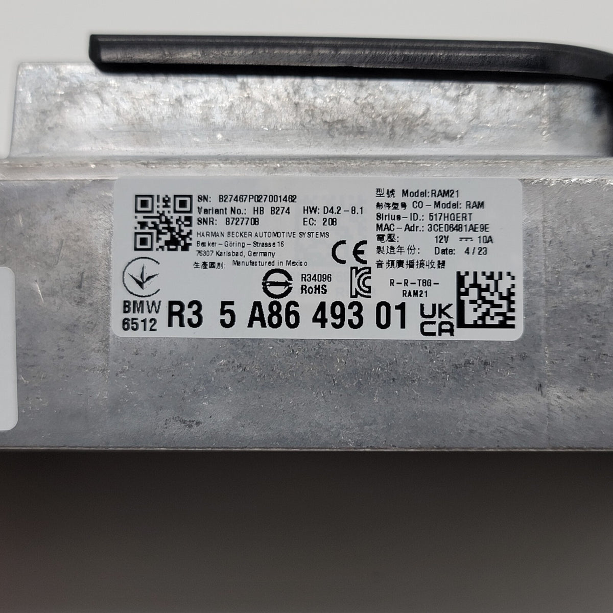 2023 BMW 330I G20 RADIO HEAD RECIEVER UNIT MODULE OEM 6512 5A86493
