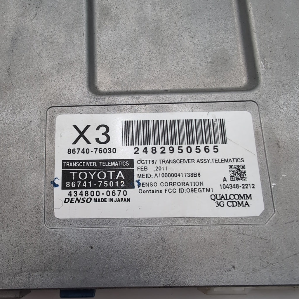 2011 2012 2013 Lexus CT200H Transceiver Telematics Module OEM 86741-75012