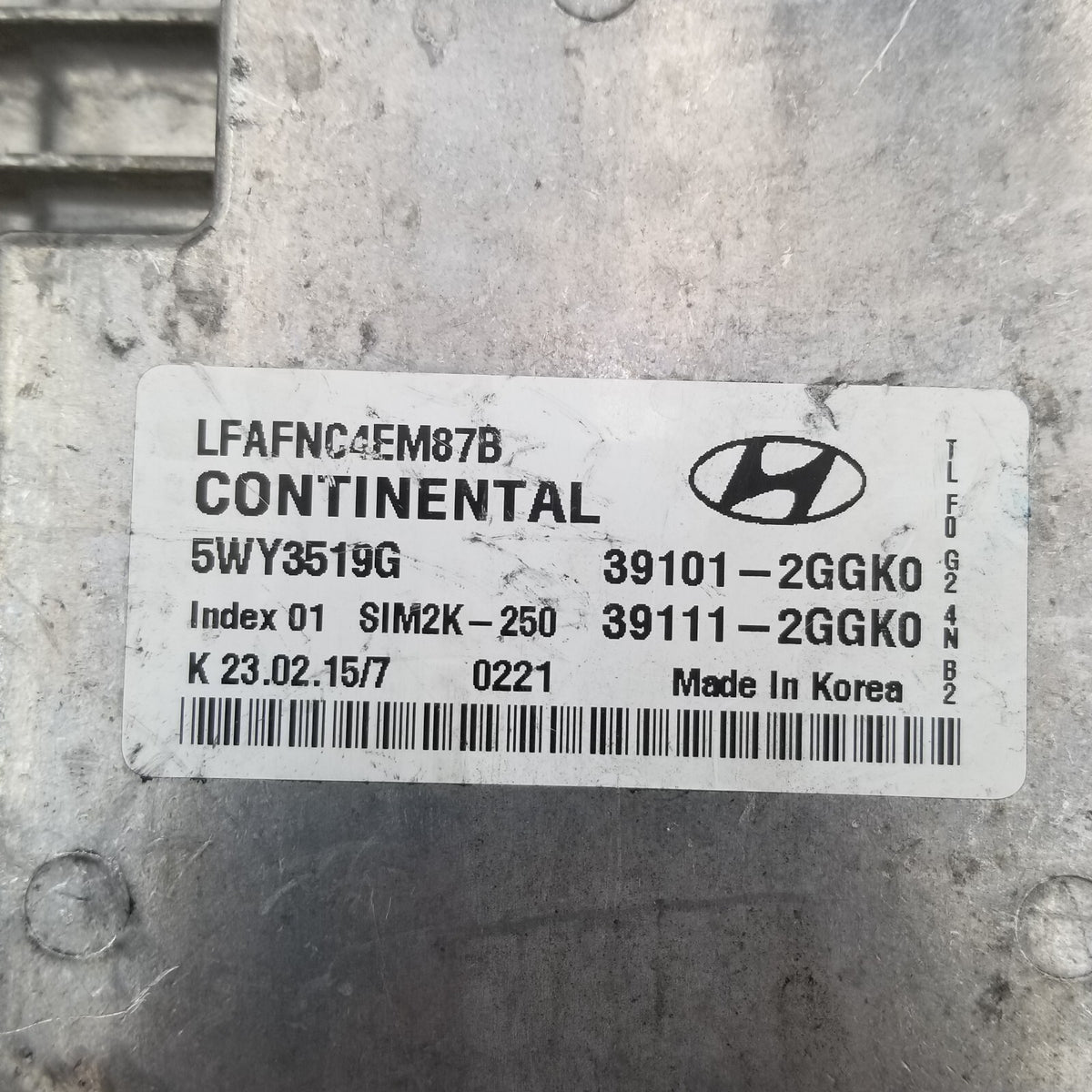 2015 HYUNDAI SONATA ENGINE CONTROL MODULE ECU 39101-2GGK0