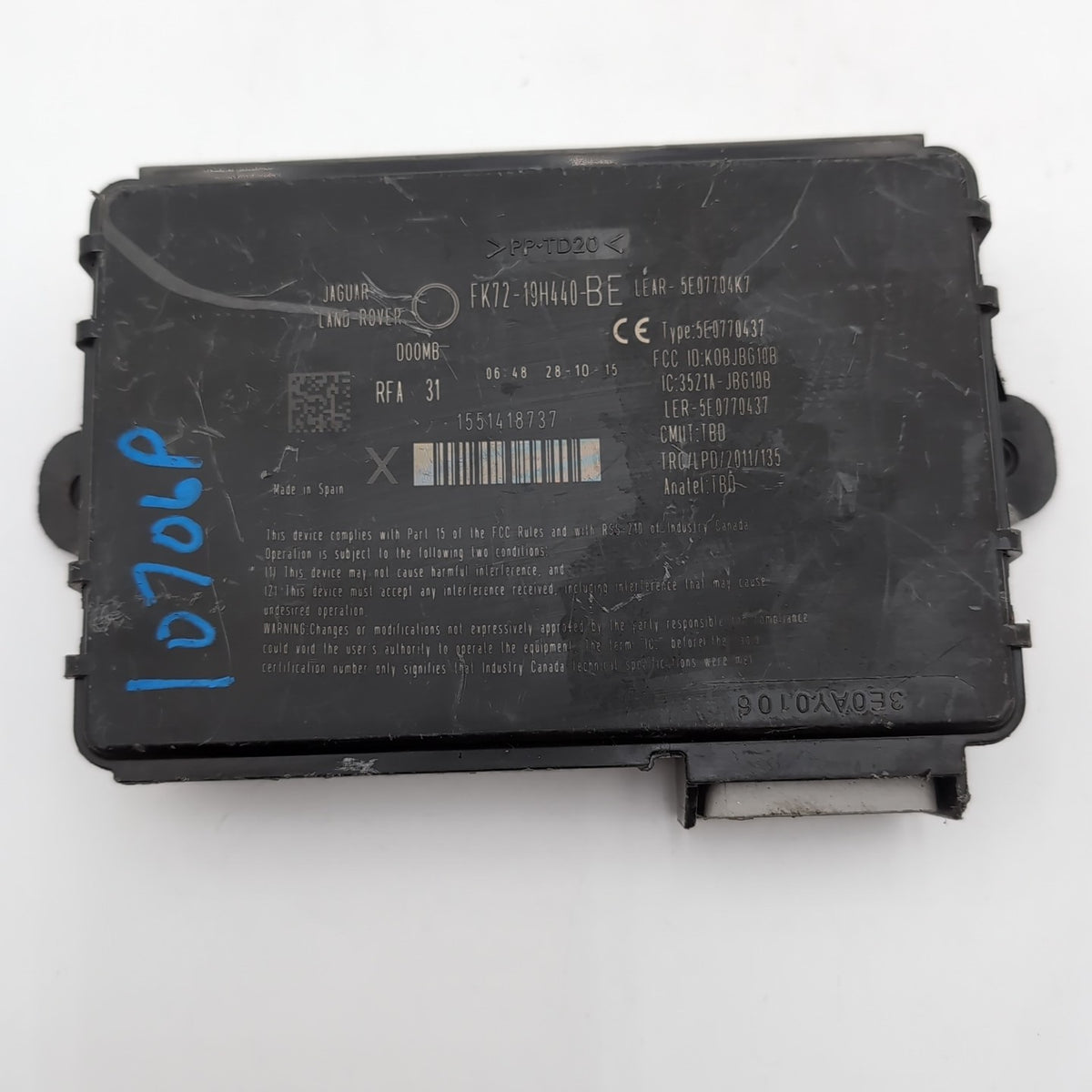 2016 LAND ROVER DISCOVERY SPORT ANTI THEFT KEYLESS ENTRY MODULE FK72-19H440-BE