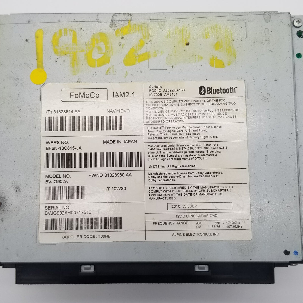 2011-12 Jaguar XJ AM FM Radio Receiver Single Disc CD MP3 Player BF6N-18C815-JA