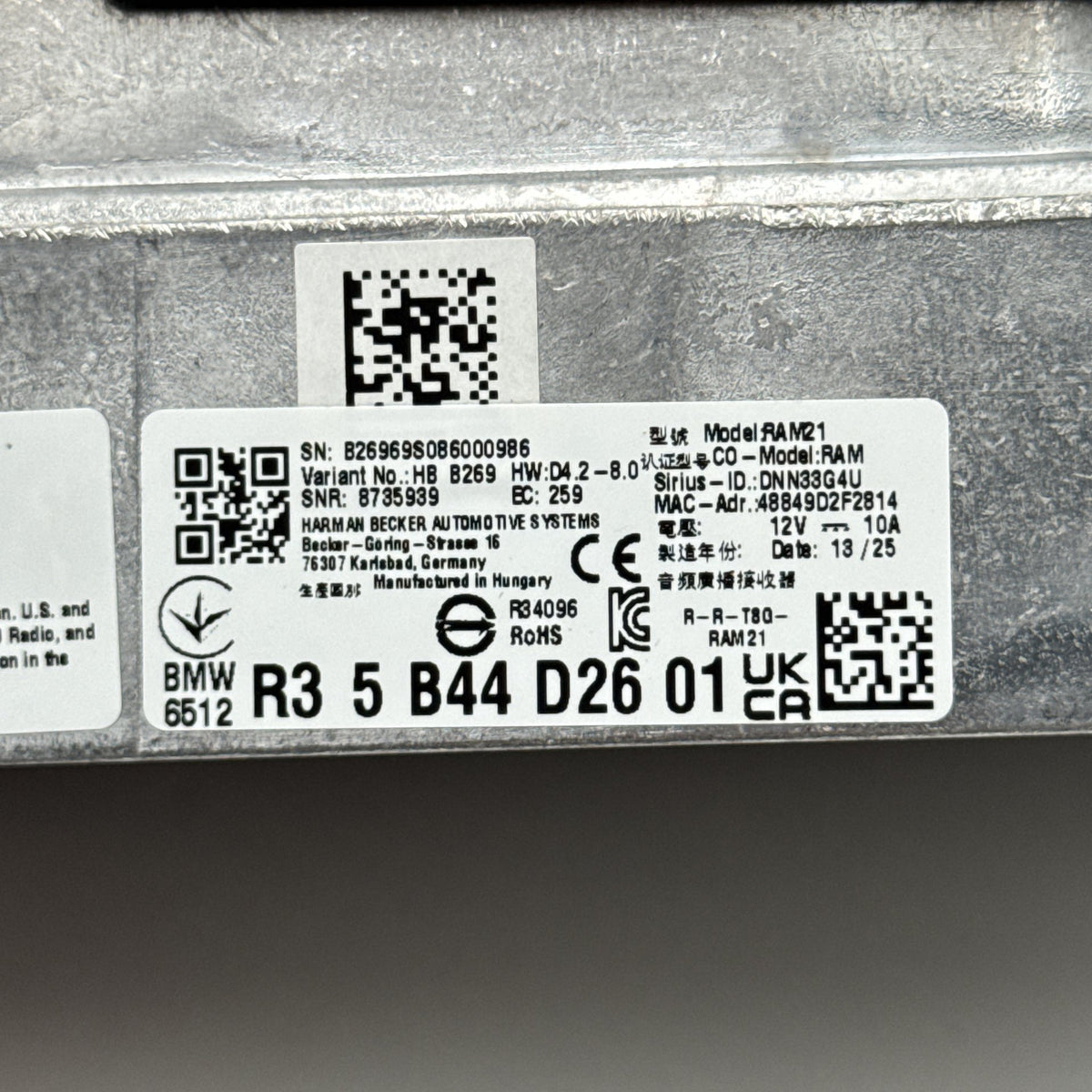 2024 2025 BMW X1 X2 Harman Becker Radio Audio Receiver Control Module 5B44D26