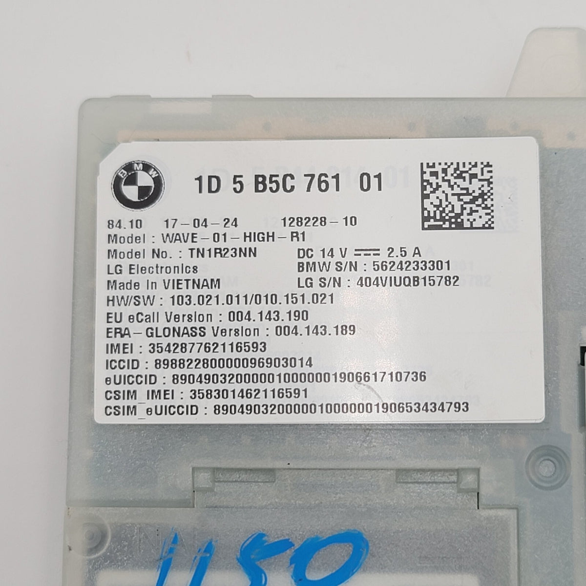 2025 BMW 330i G20 X1 U11 X3 G45 Antenna Telematics Control Module 5B5C761