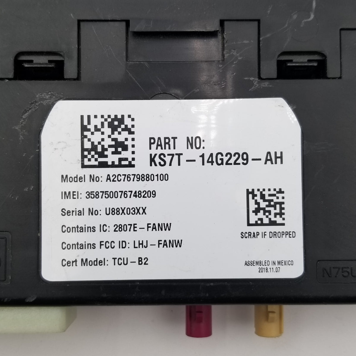 2017 2018 2019 2020 Ford Fusion Telematic Control Module Unit KS7T14G229AH