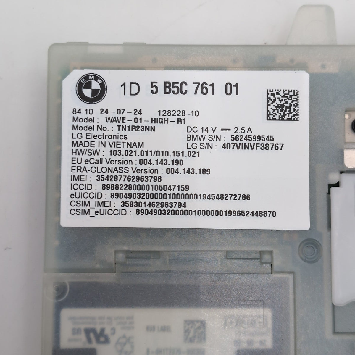 2025 BMW 330i G20 X1 U11 X3 G45 Antenna Telematics Control Module 5B5C761