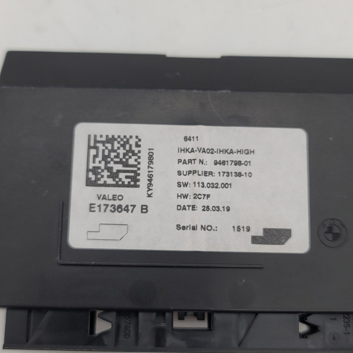 2019 BMW I01 I3 Control Unit Climate Control 9461798