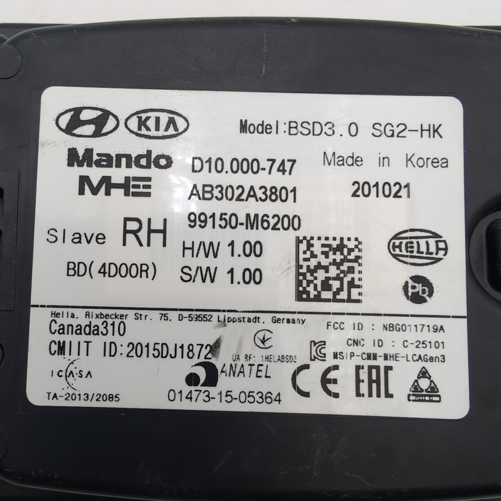 2019 2020 2021 Kia Forte RH SLAVE Rear Right Blind Spot Radar Sensor 99150-M6200