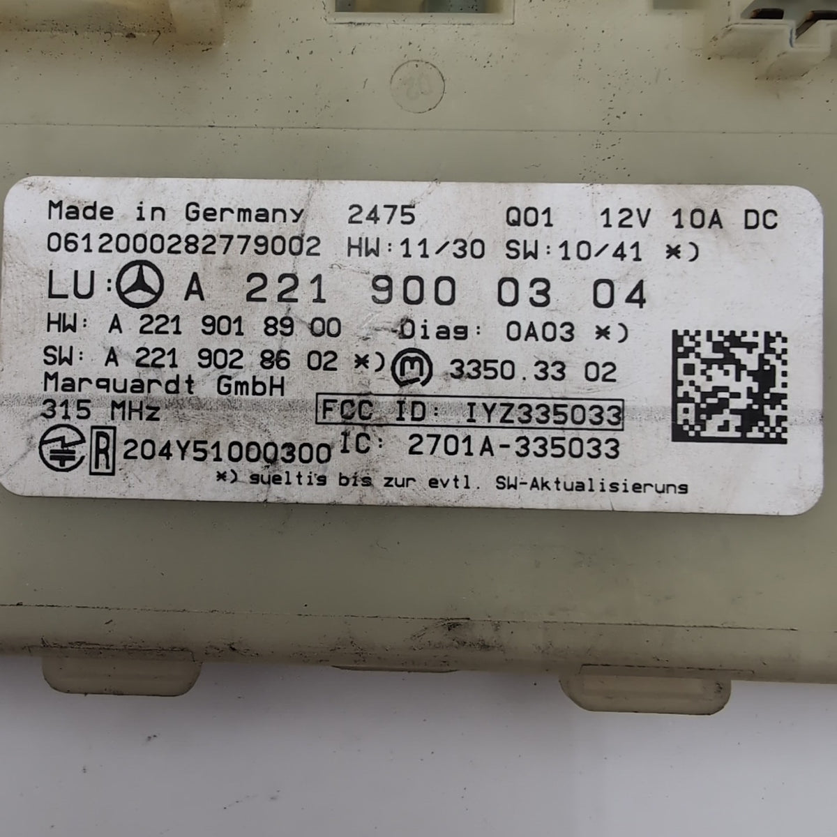 2010-2014 Mercedes W221 S550 S63 AMG Keyless Go Entry Control Module A2219000304