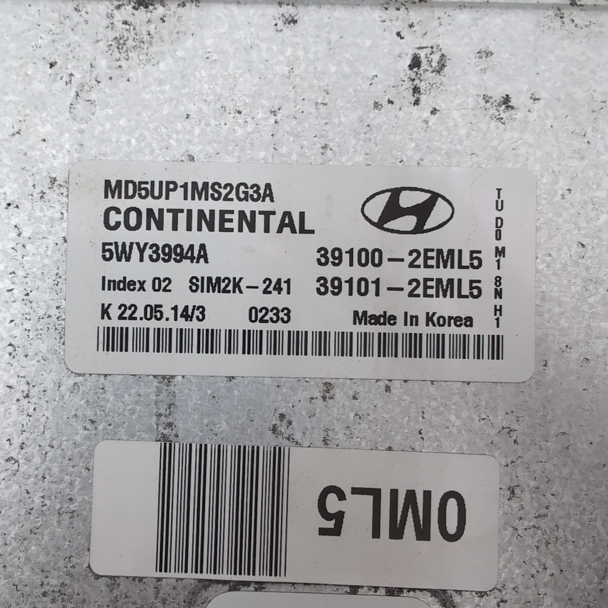 2014 2015 2016 Hyundai Elantra 1.8L Engine Computer Control Module 39100-2EML5