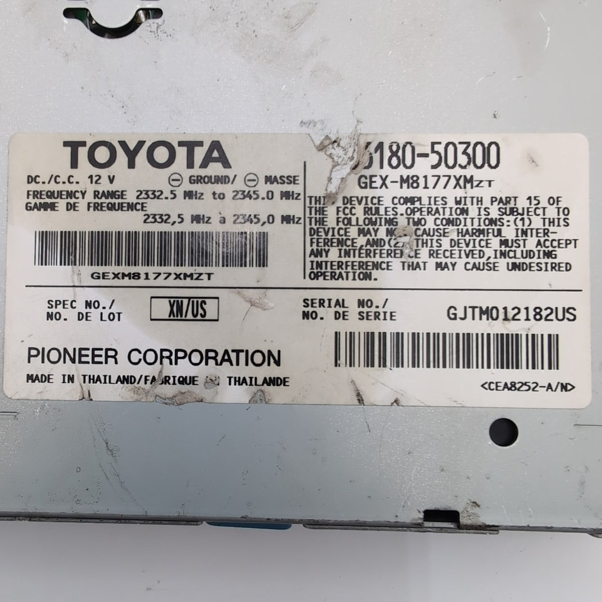 2008 2009 LEXUS LS600HL LS460 SATELLITE RADIO RECEIVER MODULE 86180-50300 OEM