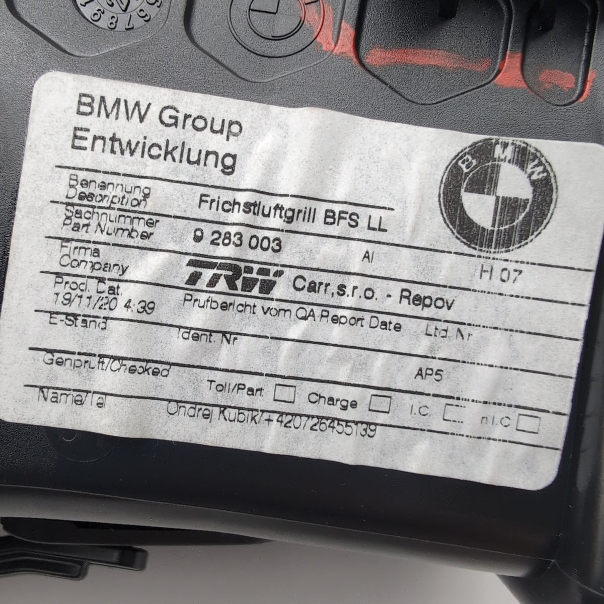 2014 - 2021 BMW i3 i3s I01 Front Right Side Dashboard AC Air Vent 9283003