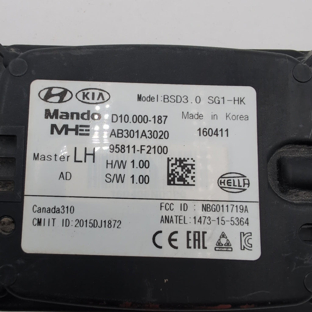 2017 2018 Hyundai Elantra LH Master Rear Left Blind Spot Radar Sensor 95811F2100