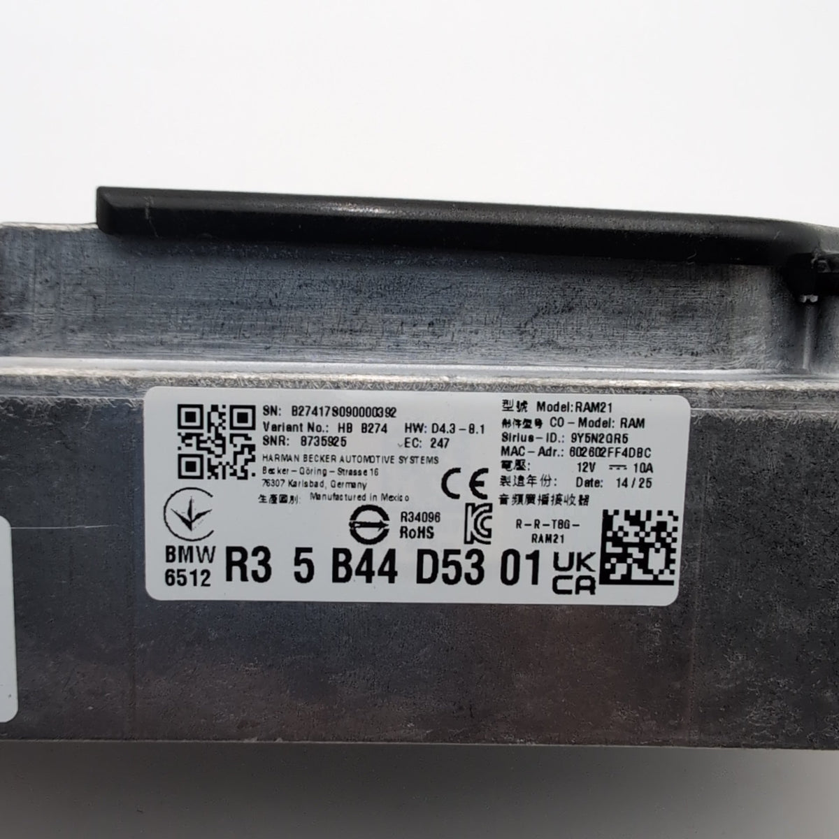 2024 - 2026 BMW G20 G60 G42 F74 X1 X2 Radio Receiver Control Module 5B44D53
