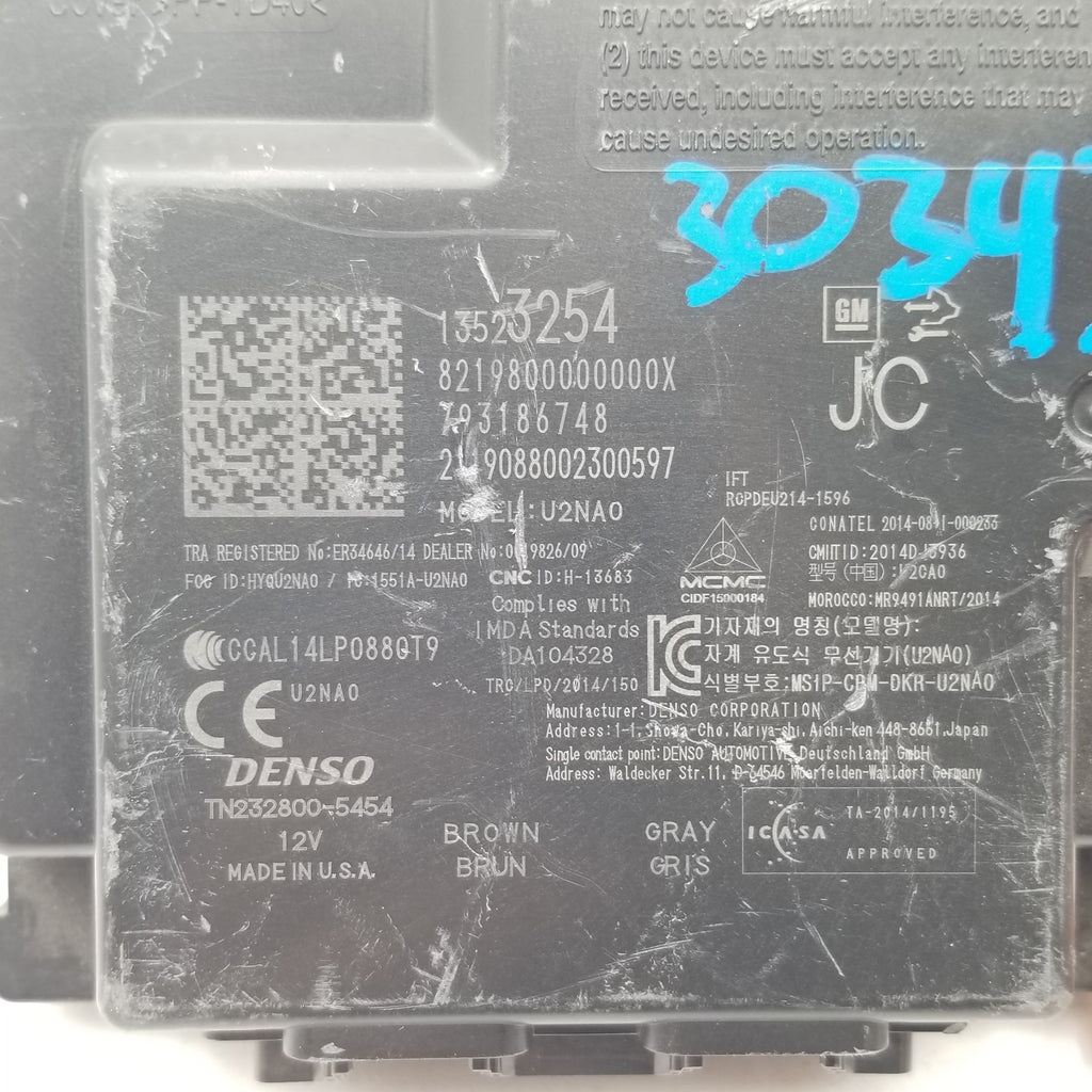 2018- 2021 CHEVY EQUINOX THEFT LOCKING KEYLESS ENTRY CONTROL MODULE 13523254