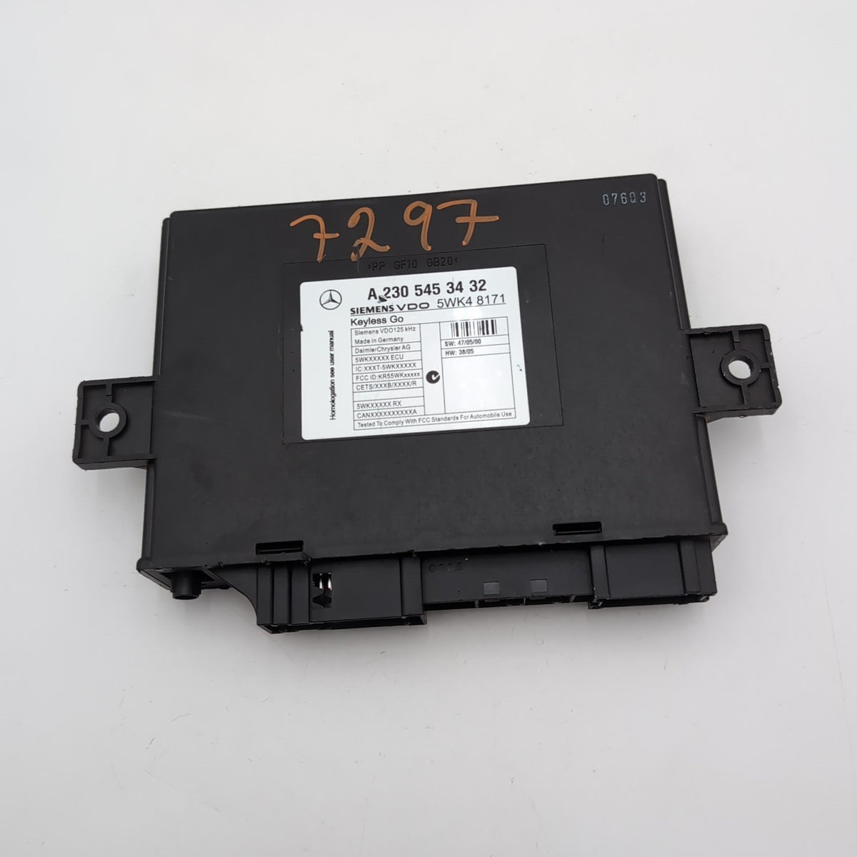 2007 2008 Mercedes R230 SL550 SL600 Keyless Go Entry Control Module A2305453432