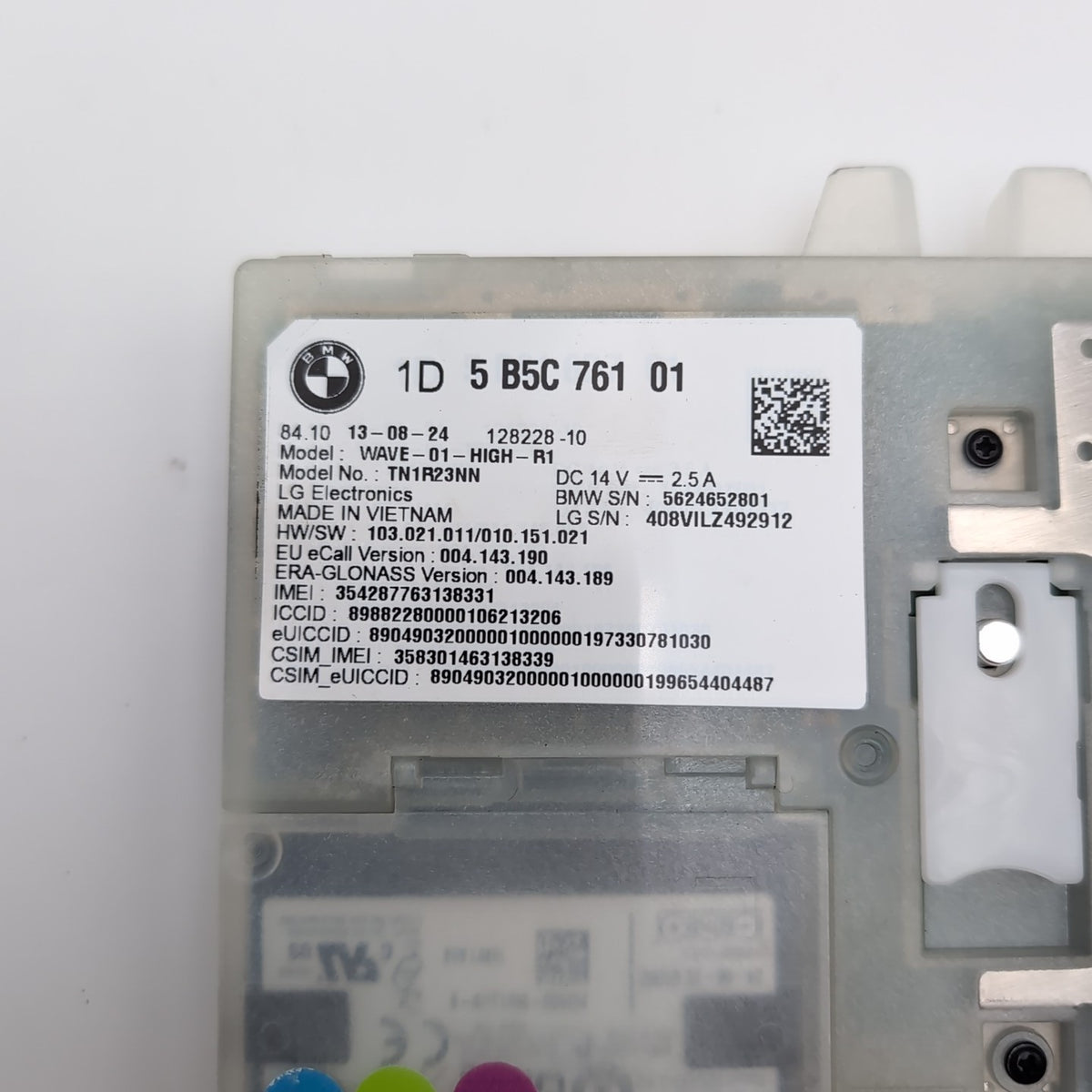 2025 BMW 330i G20 X1 U11 X3 G45 Antenna Telematics Control Module 5B5C761