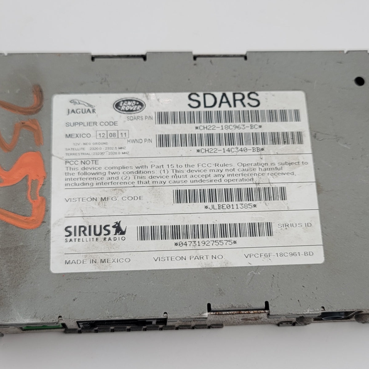 2006- 2013 Range Rover Sirius Satellite Radio Control Module CH22-18C963-BC