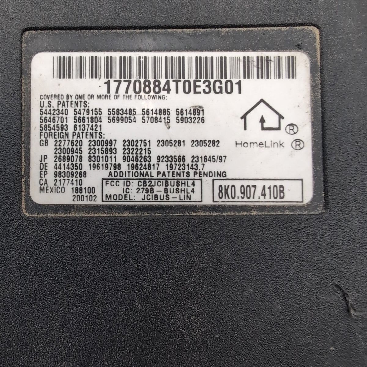 2007 - 2015 AUDI TT MK2 HOMELINK GARAGE DOOR OPENER CONTROL MODULE 8K0907410B