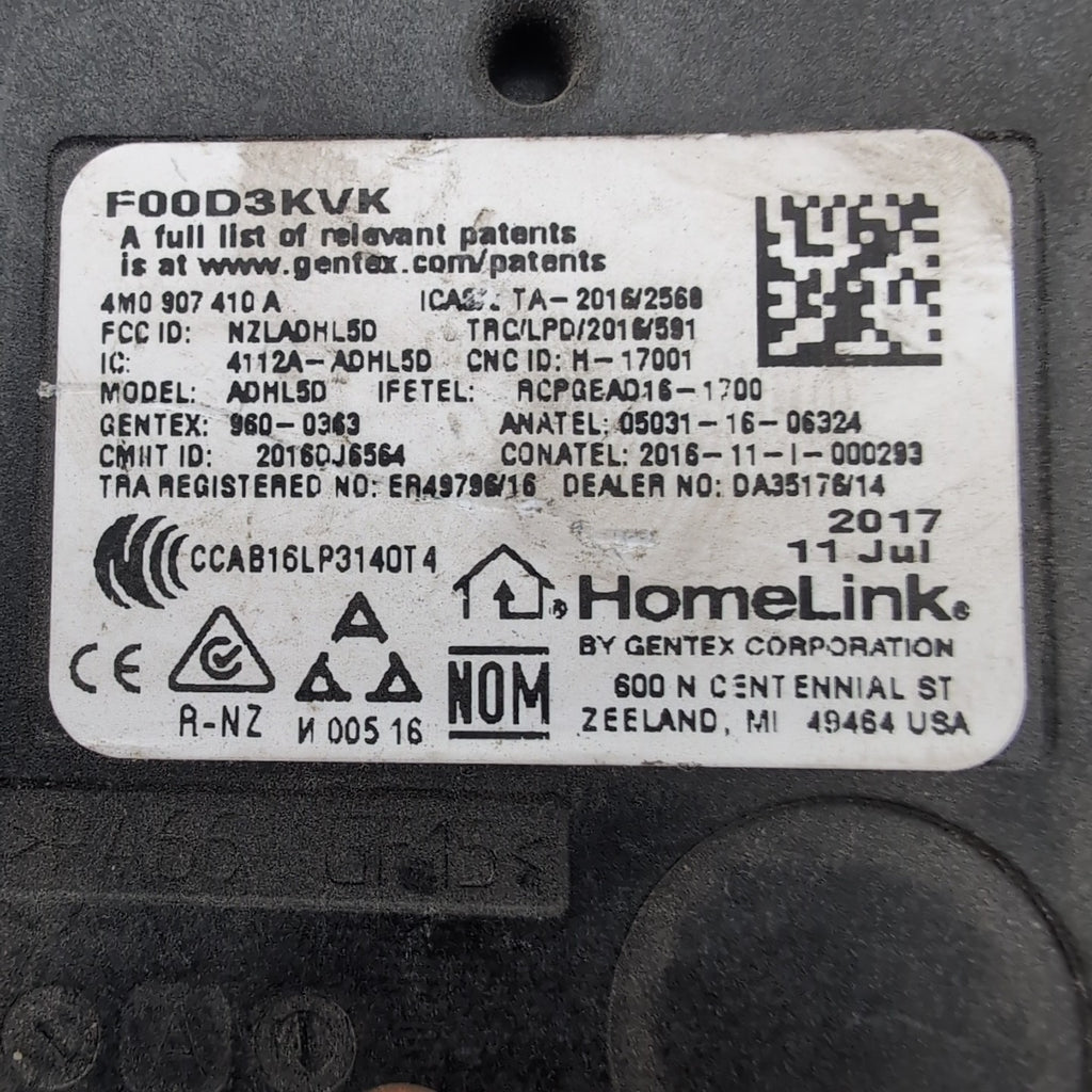 OEM Volkswagen Audi Garage Door Control Module Homelink Transmitter 4M0907410A