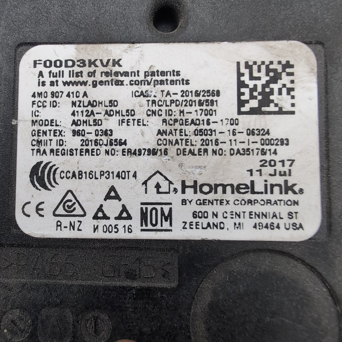 OEM Volkswagen Audi Garage Door Control Module Homelink Transmitter 4M0907410A