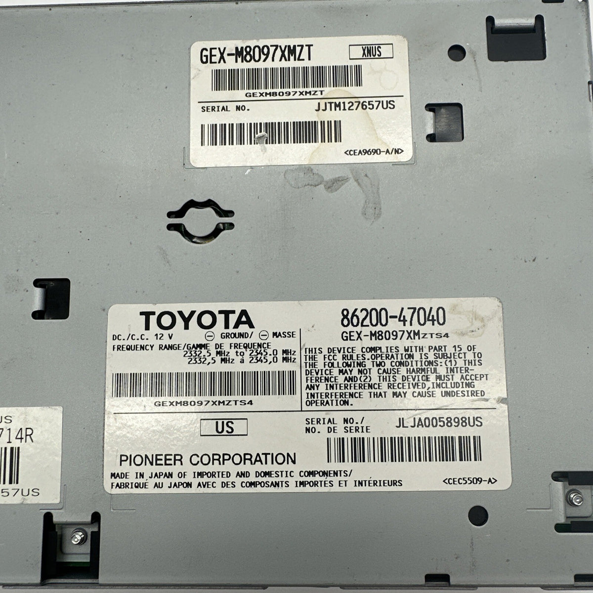 2010 2011 Toyota Prius Satellite Receiver Control Module Unit 86200-47040