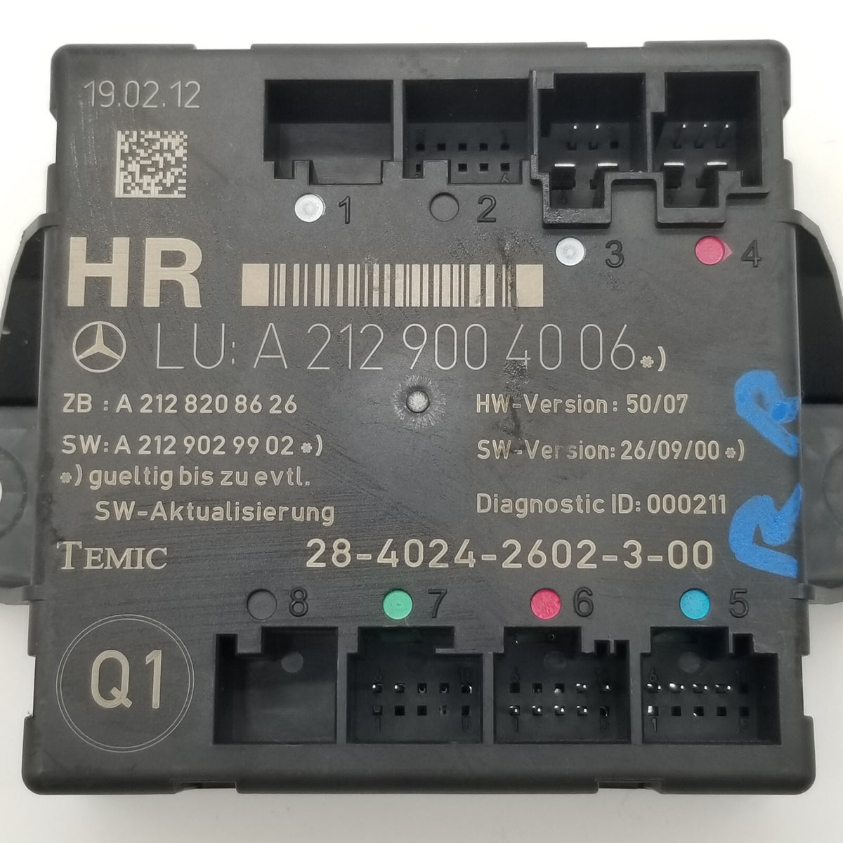 2008- 2014 Mercedes W204 C300 C250 Rear Right Door Control Module 2129004006