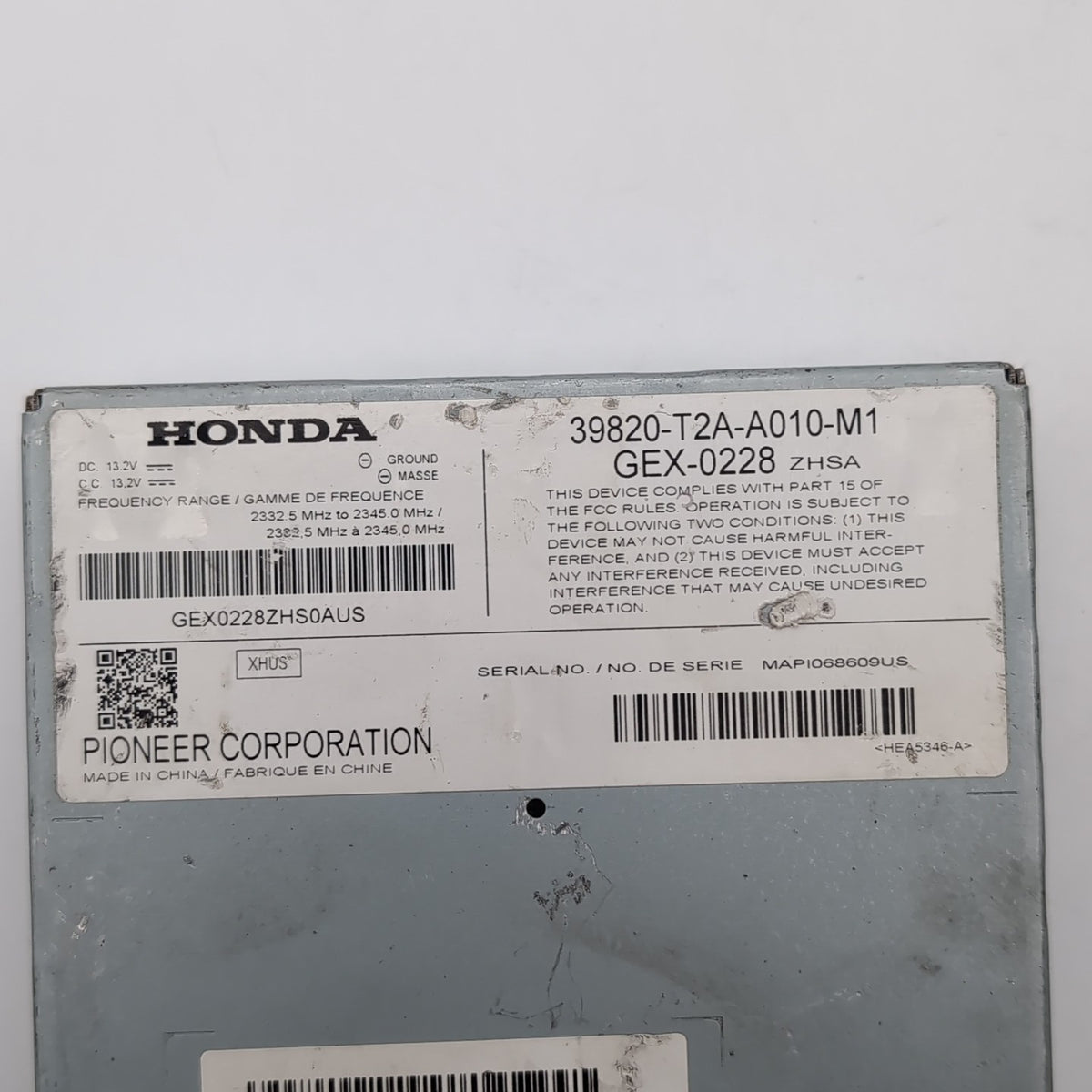 2013 2014 2015 HONDA ACCORD RADIO CONTROL MODULE OEM 39820-T2A-A010-M1