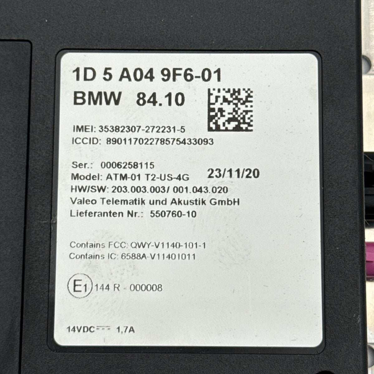 2017 - 2021 BMW i3 i3s I01 Telematics Communication Control Module 5A049F6