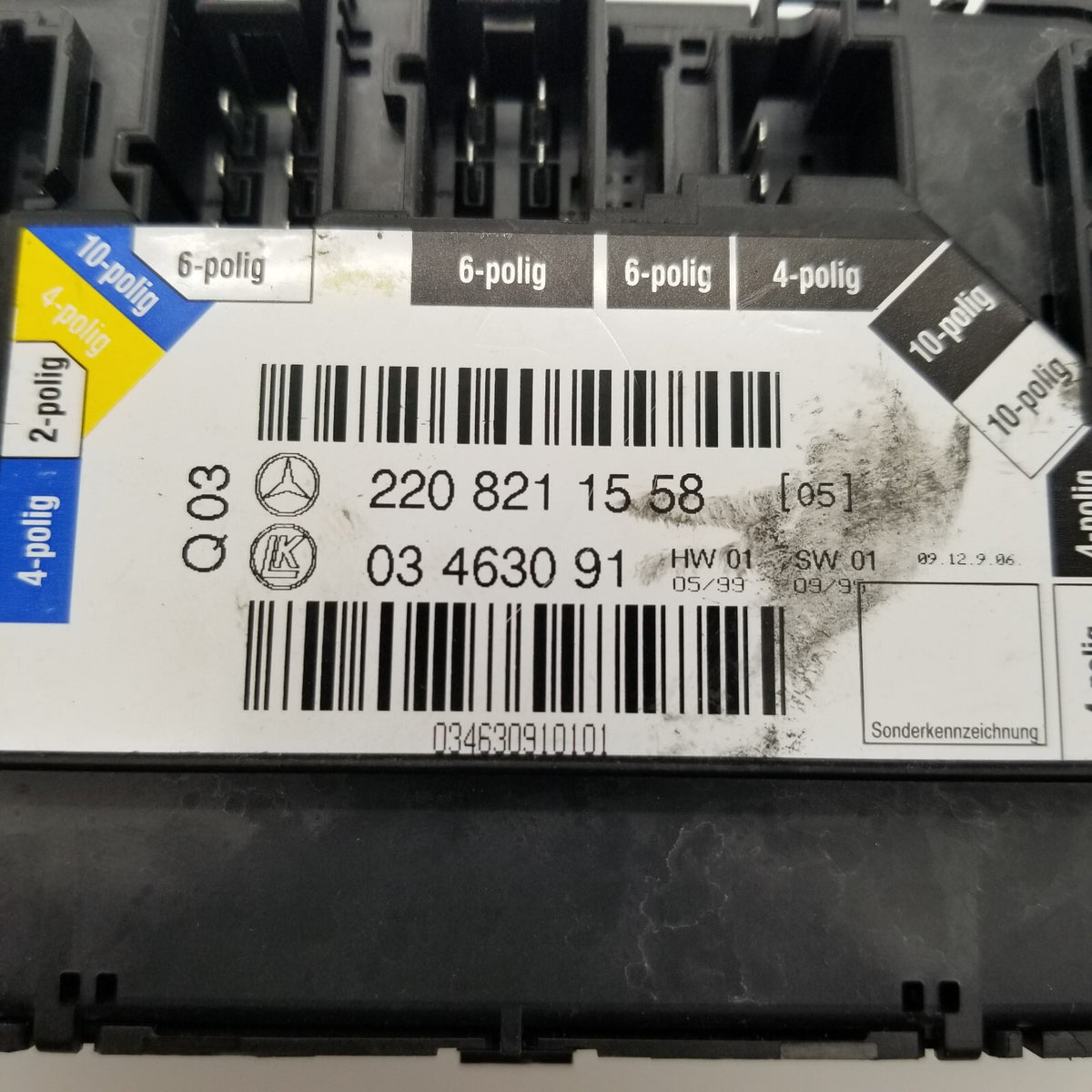 00-06 Mercedes W220 S500 Rear Left Driver Side Seat Switch Module 2208211558