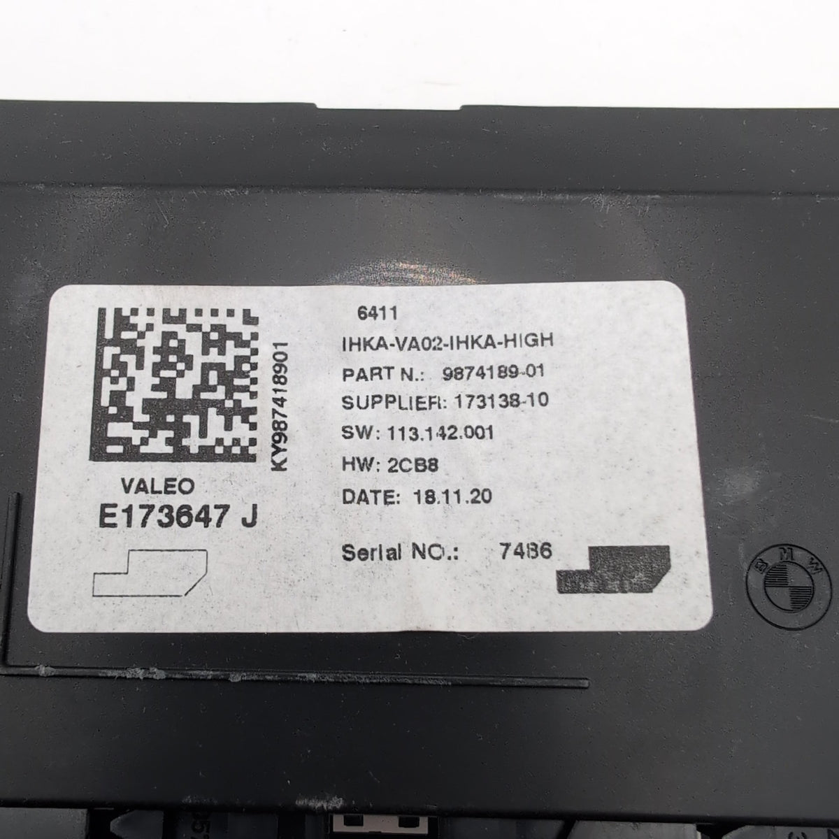 2017 - 2021 BMW X1 X2 i3 i3s HVAC AC Climate Control Module Amplifier 9874189