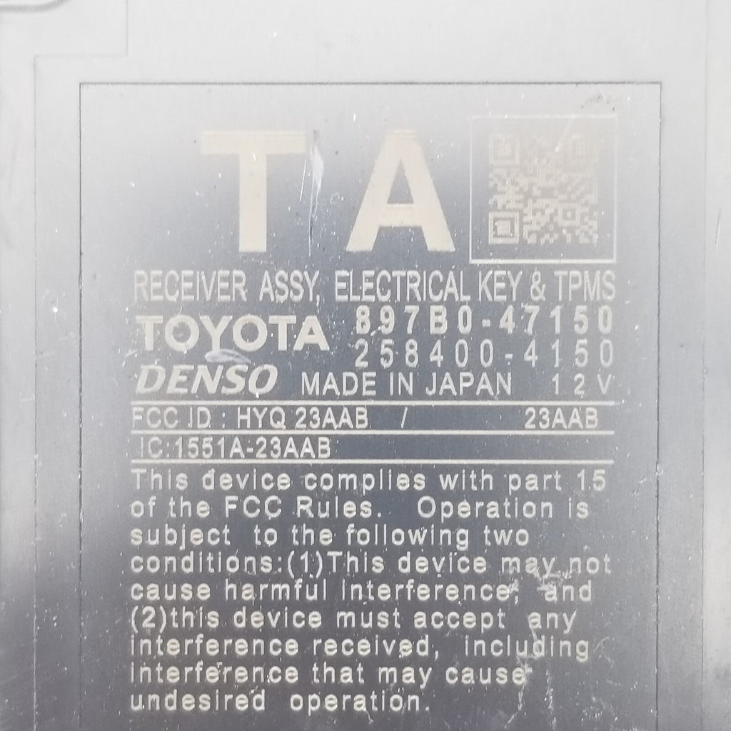 2017 2018 2019 2020 Toyota Prius Prime Tire Pressure Key Module 897B0-47150