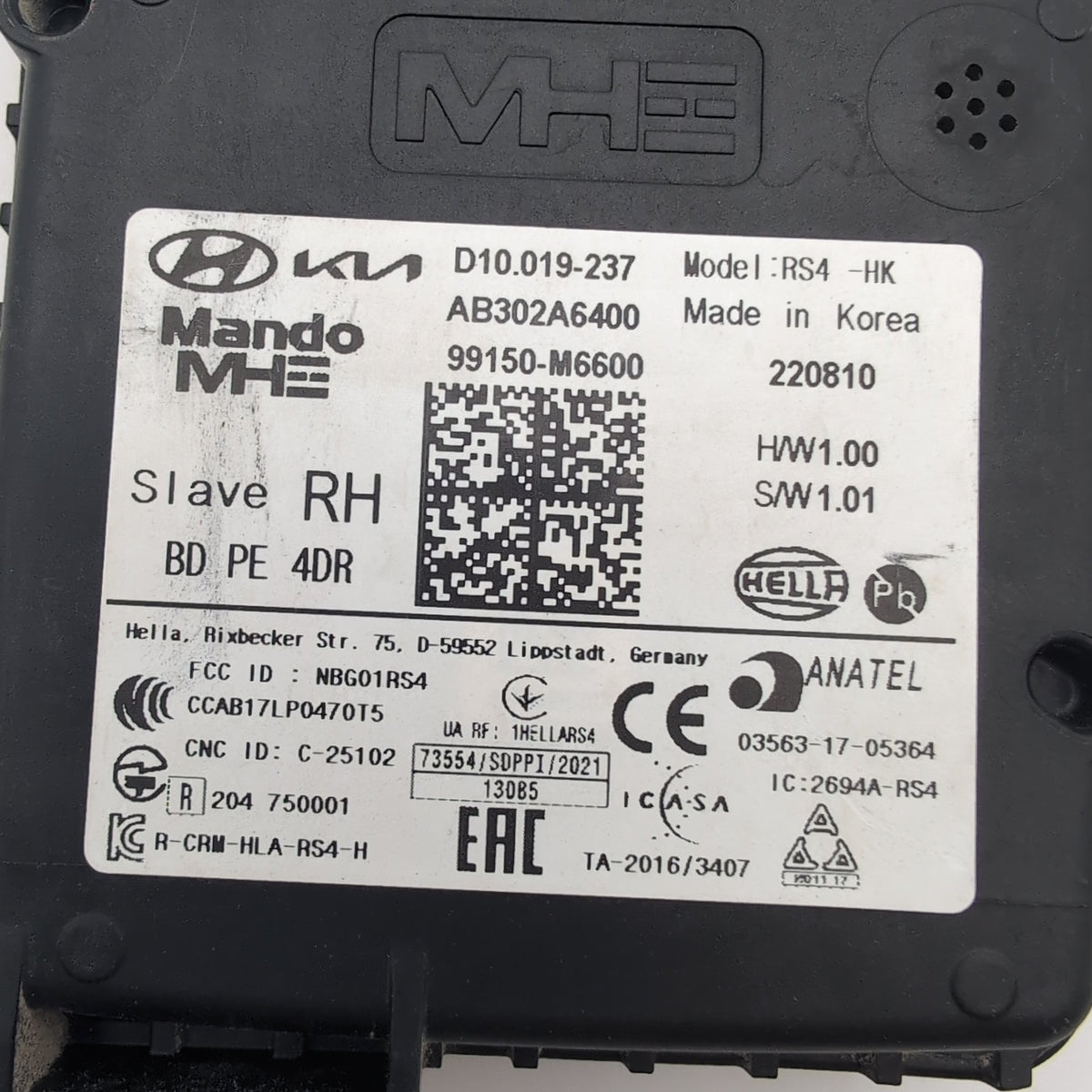 2021 - 2024 Kia Forte RH SLAVE Rear Right Blind Spot Radar Sensor 99150-M6600