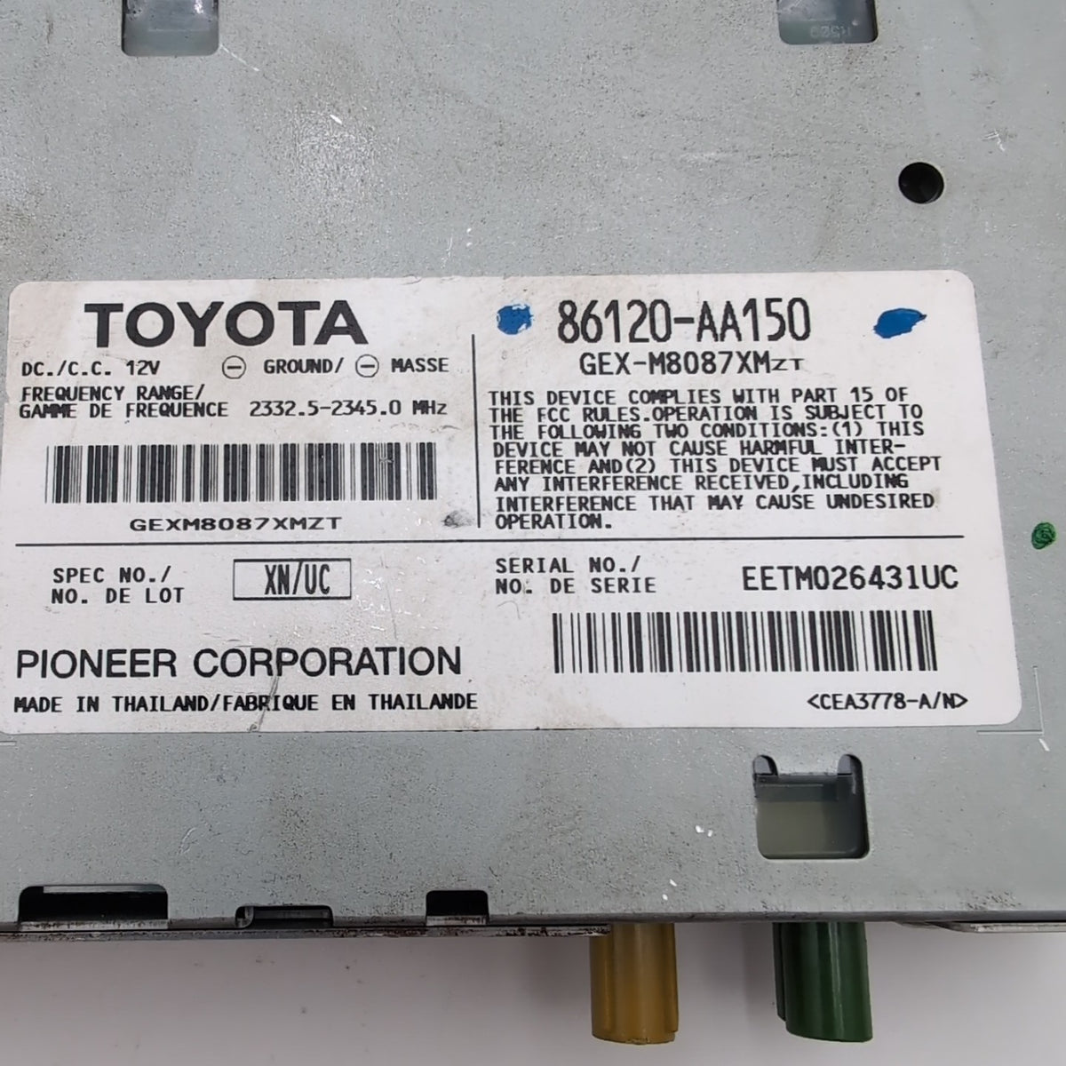 2004 2005 2006 Lexus LS460 Satellite Radio Signal Receiver Module 86120-AA150