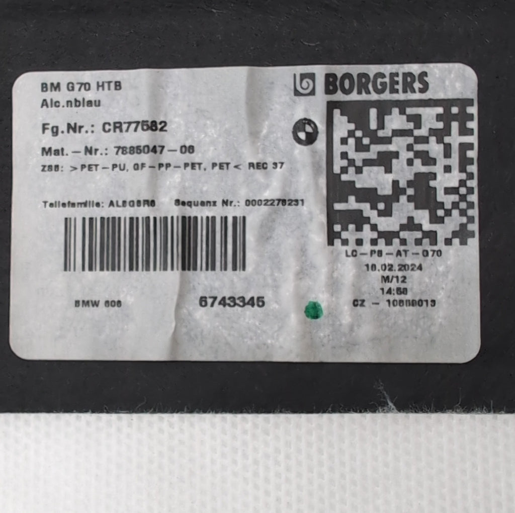 2023 2024 2025 BMW i7 G70 Alcantara Rear Shelf OEM 7885047