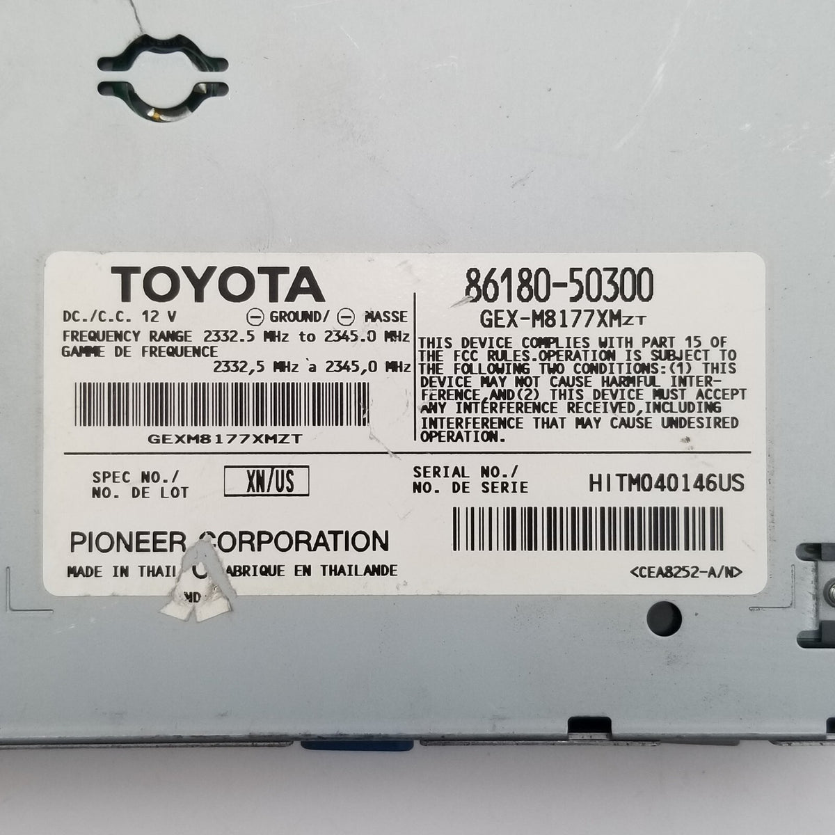 2008 2009 LEXUS LS600HL LS460 SATELLITE RADIO RECEIVER MODULE 86180-50300 OEM