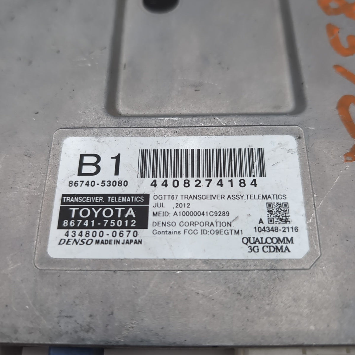 2011 2012 2013 Lexus CT200H IS250 Transceiver Telematics Module OEM 86741-75012