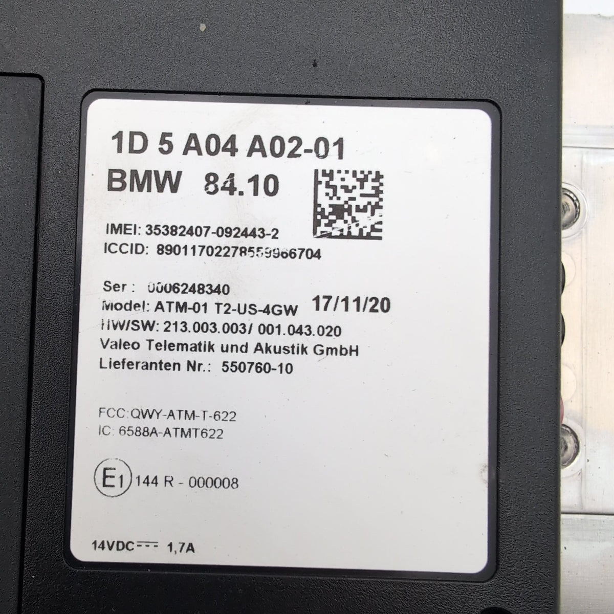 2019 - 2022 BMW i3 i3s I01 Telematics Communication Box 2 Module 5A04A02