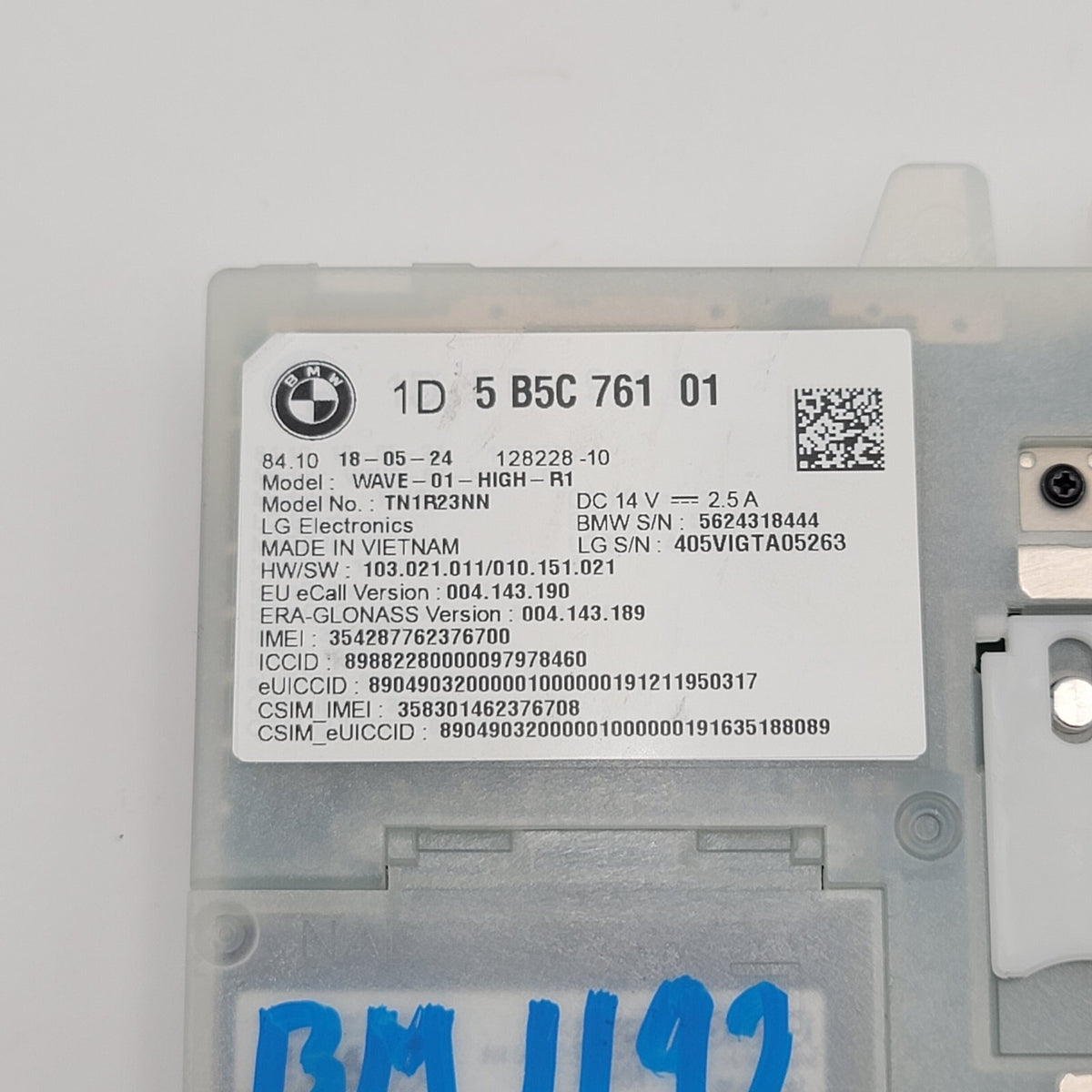 2025 BMW 330i G20 X1 U11 X3 G45 Antenna Telematics Control Module 5B5C761