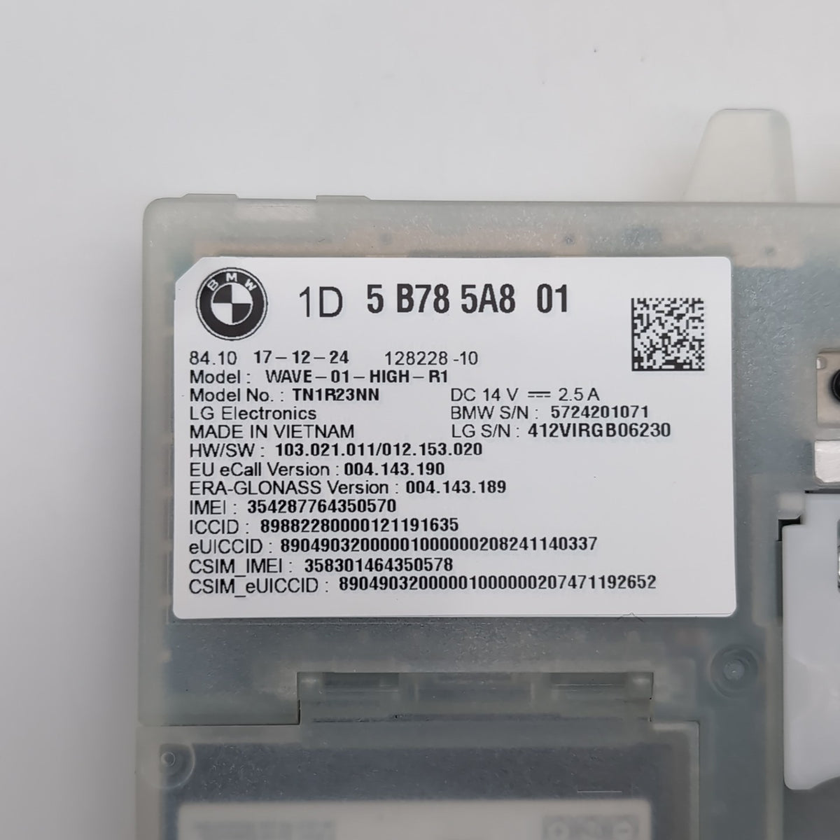 2023 - 2026 BMW G20 G60 M3 X3 X5 X2 X7 Antenna Telematics Control Module 5B785A8
