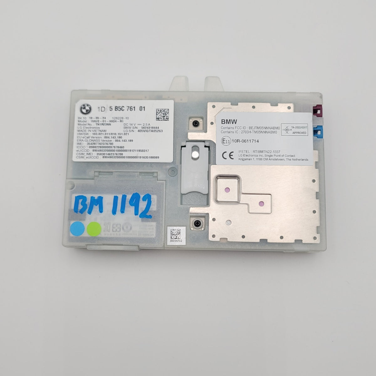 2025 BMW 330i G20 X1 U11 X3 G45 Antenna Telematics Control Module 5B5C761