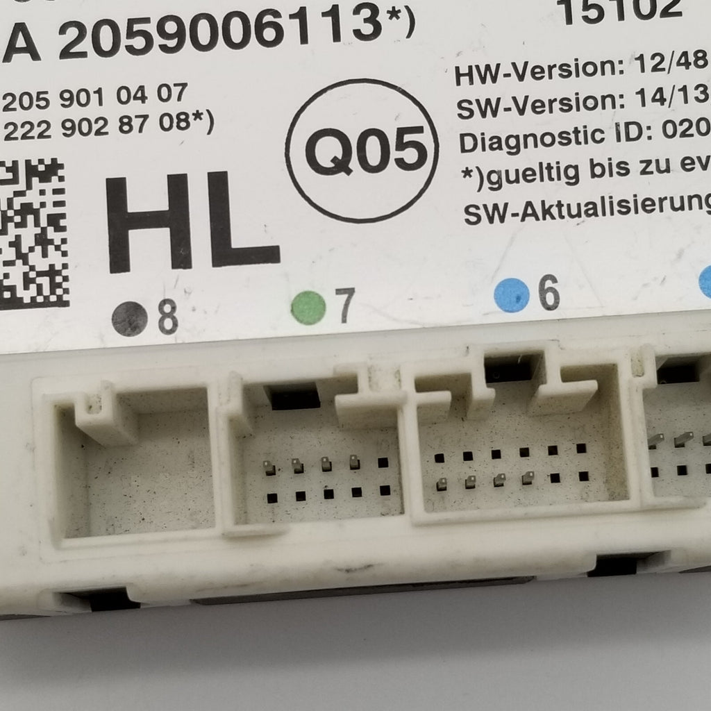 2015- 2018 Mercedes C300 W205 Rear Left Door Control Module A2059006113 Oem