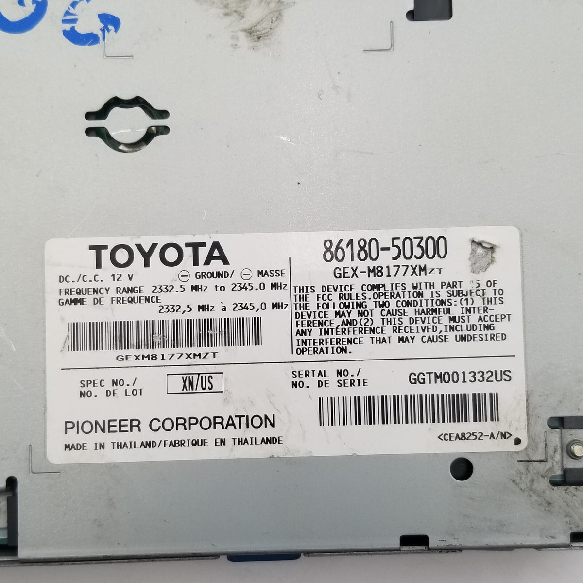 2008 2009 LEXUS LS600HL LS460 SATELLITE RADIO RECEIVER MODULE 86180-50300 OEM