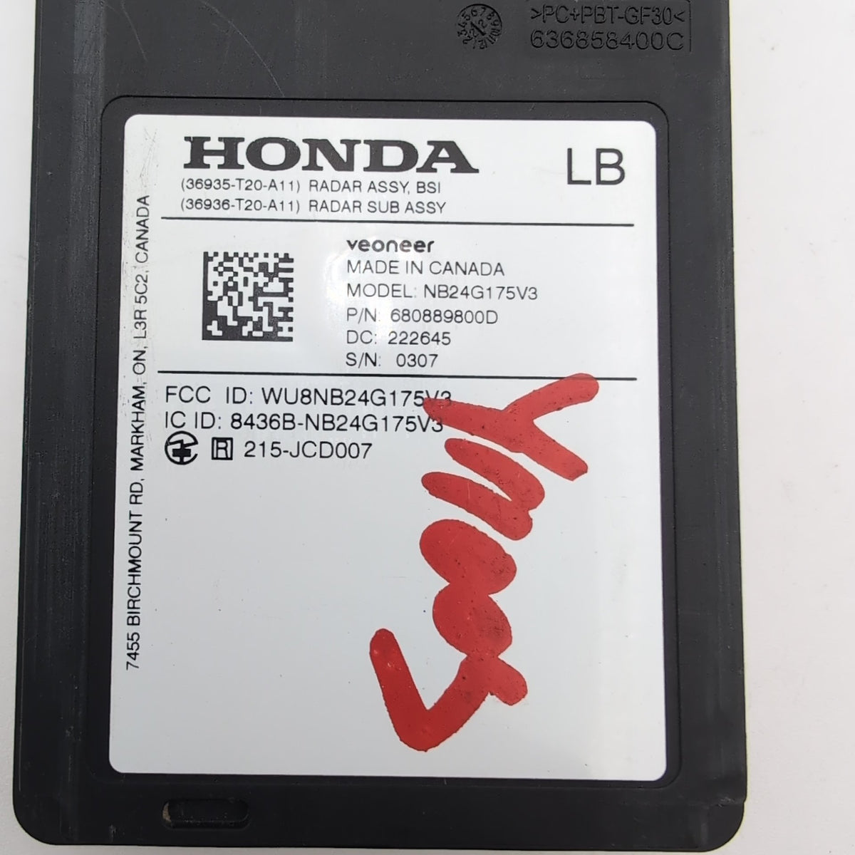 2022 2023 Honda Civic Rear Left Blind Spot Radar Sensor 36935-T20-A11