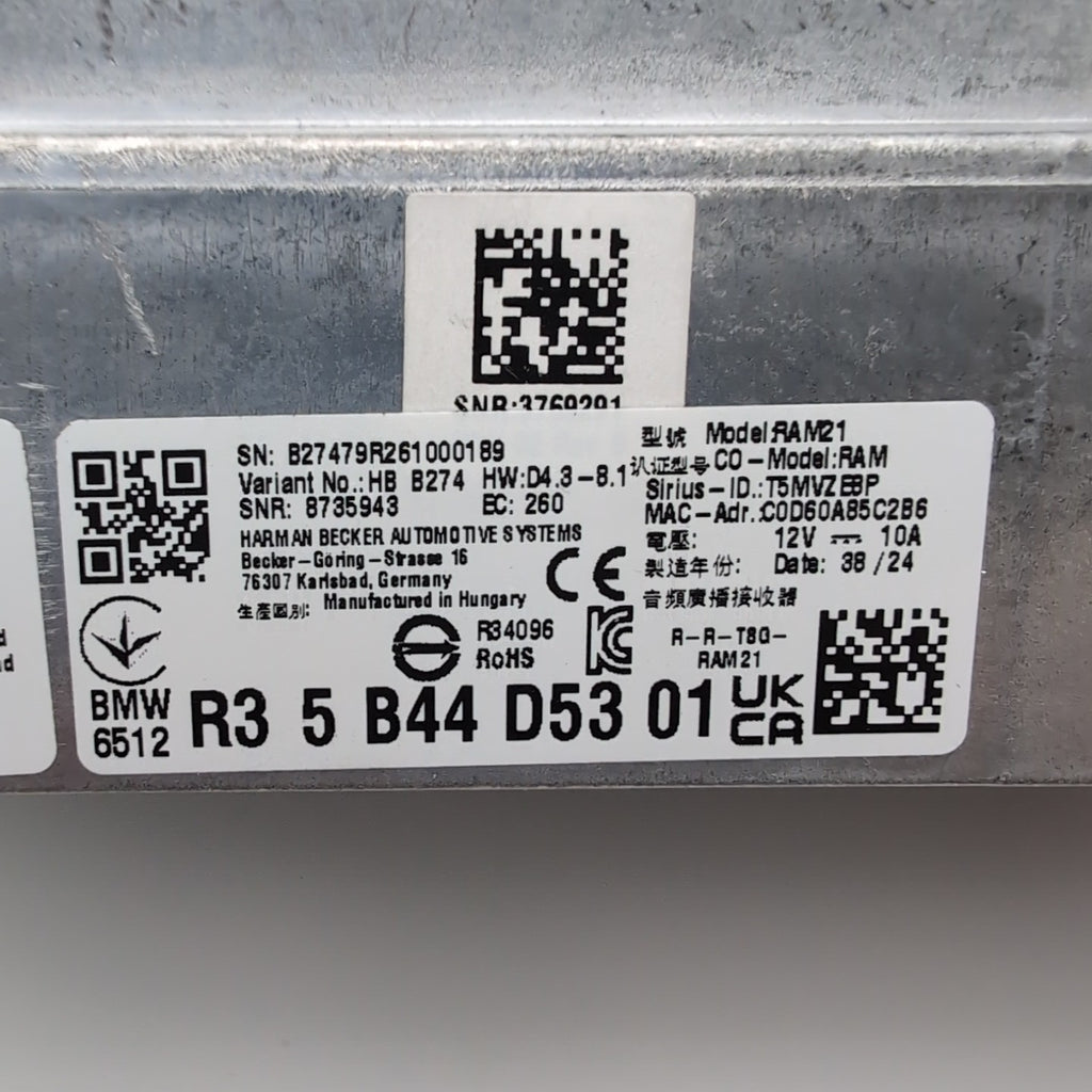 2024 - 2026 BMW G20 G60 G42 X1 X2 Radio Audio Receiver Control Module 5B44D53