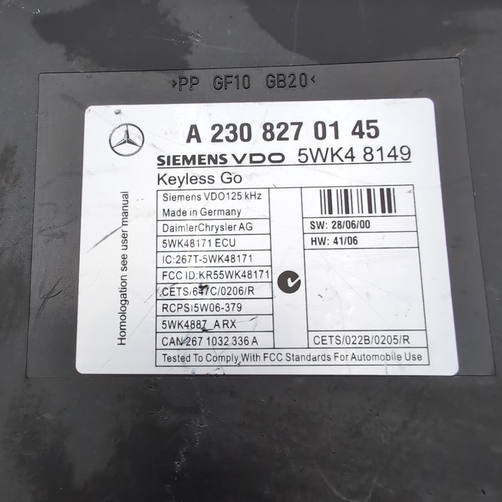2007- 2012 Mercedes R230 SL550 SL55 AMG Keyless Go Entry Control Module OEM